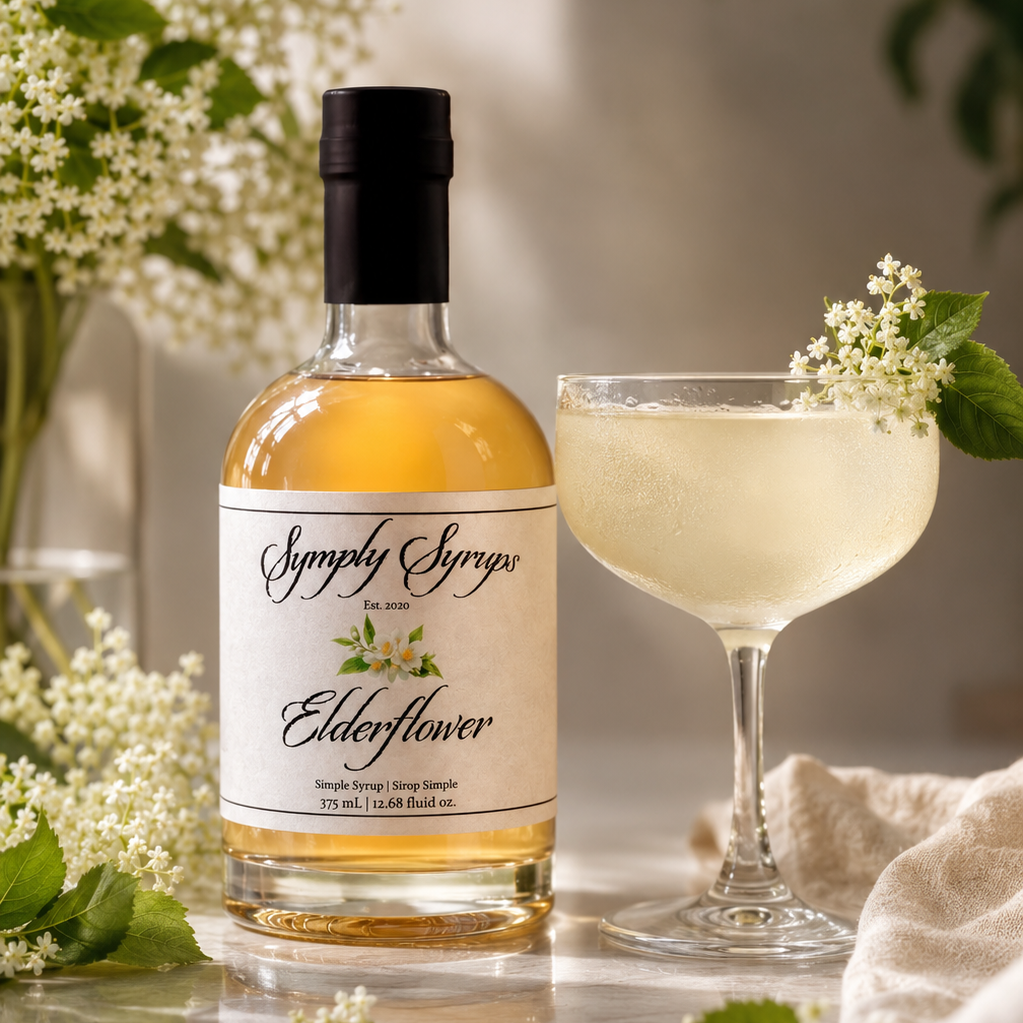Elderflower Syrup by Symply Syrups for cocktails, lifestyle photo