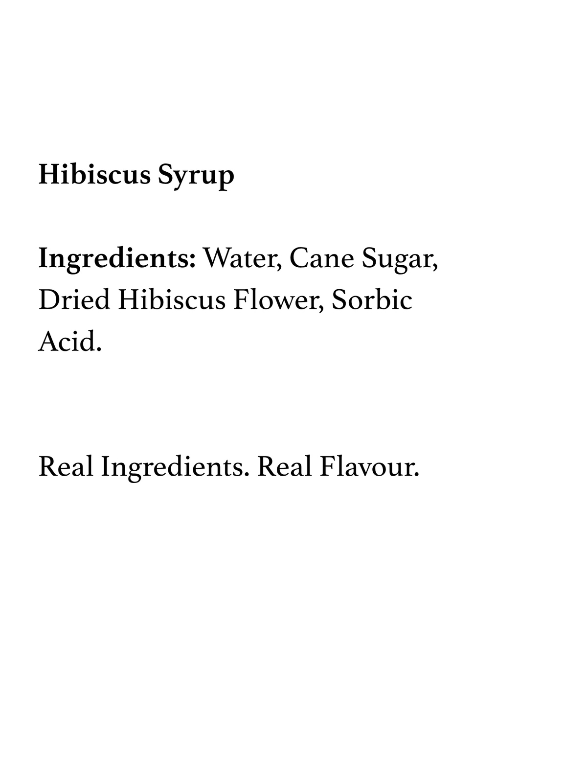 Hibiscus Syrup ingredients list