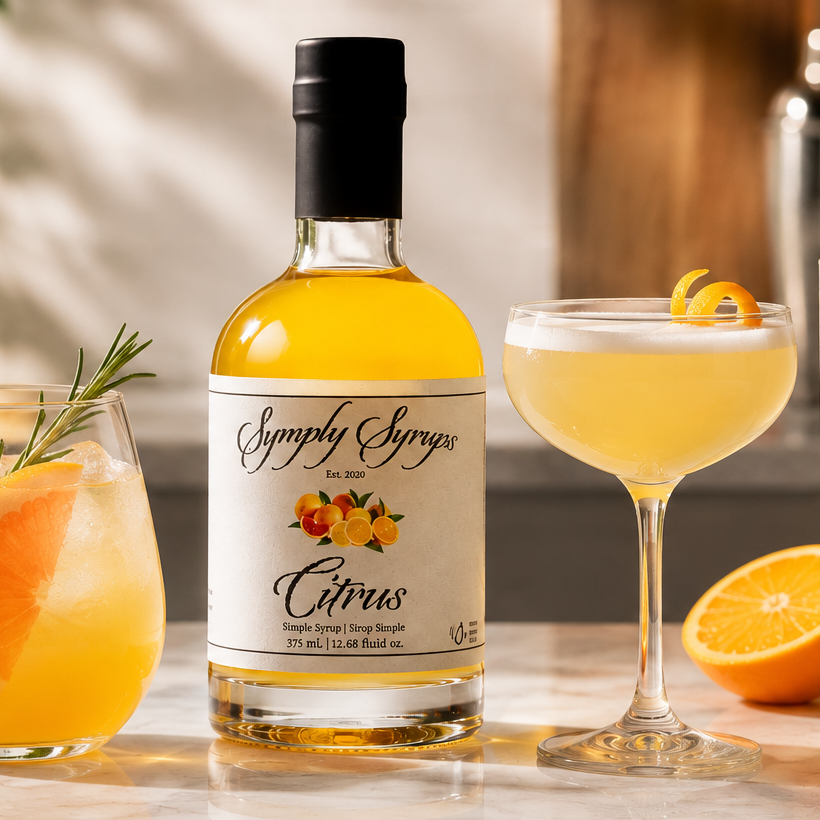 Citrus Syrup by Symply Syrups for cocktails, lifestyle photo
