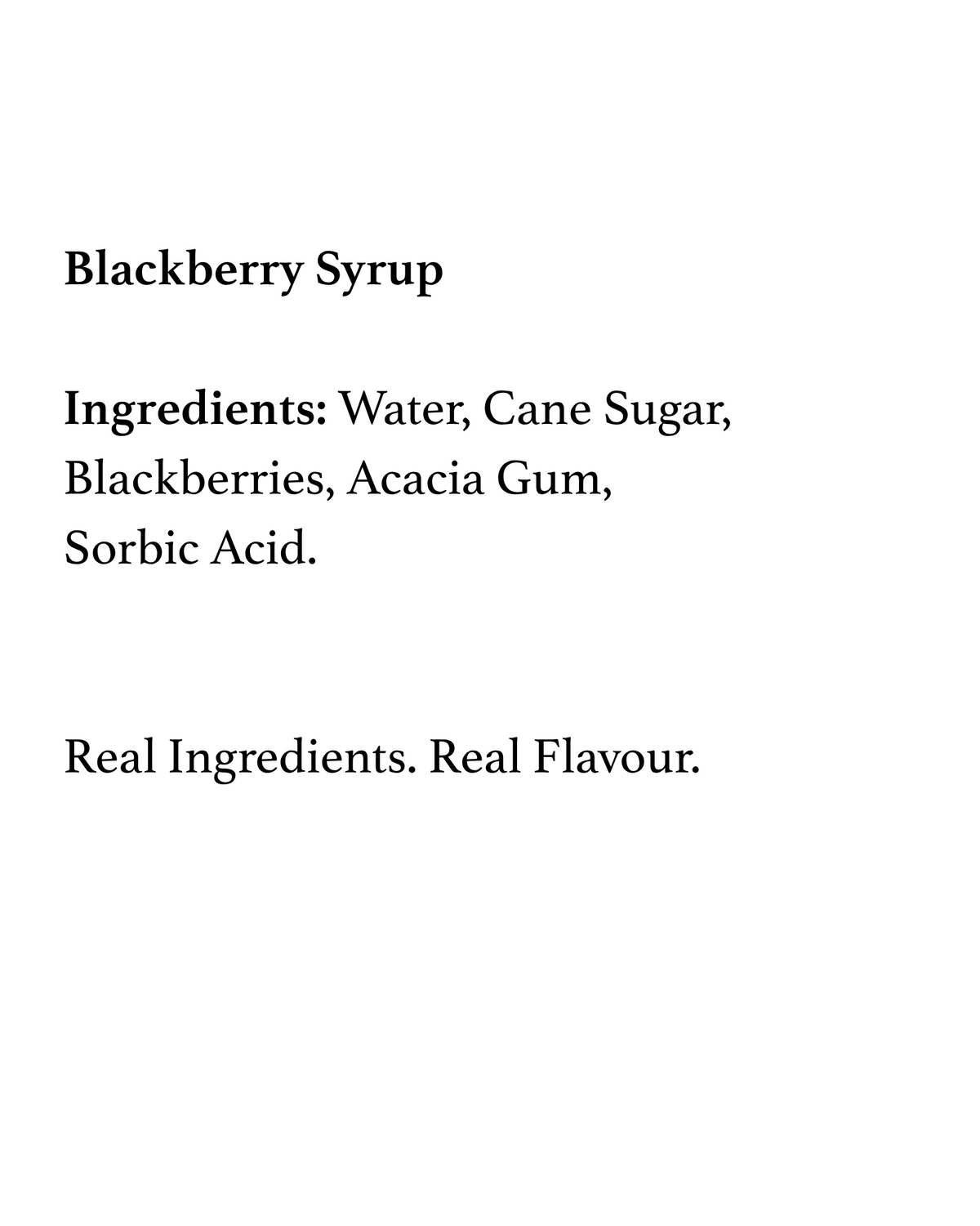 Blackberry Syrup ingredients list
