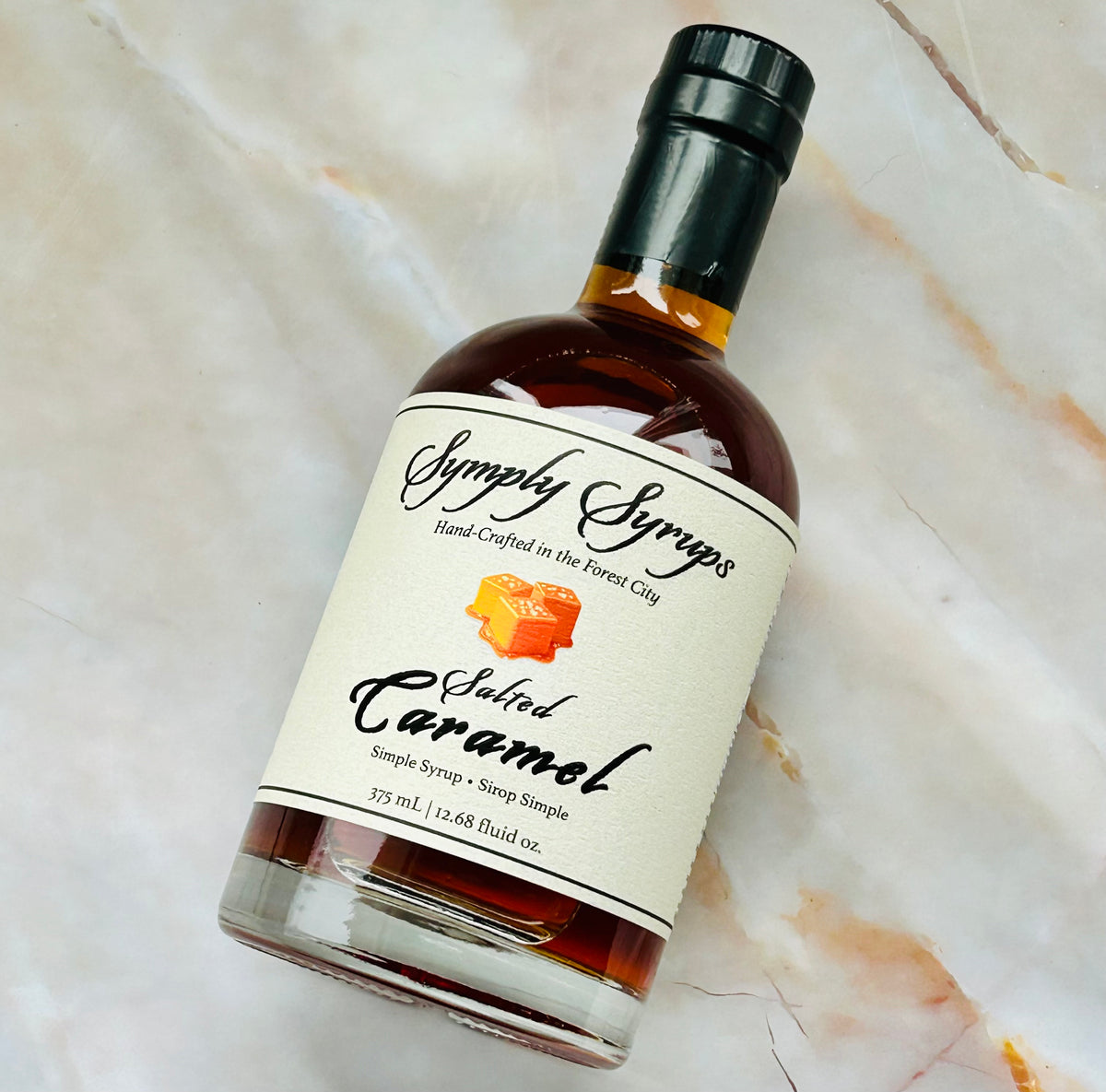 Salted Caramel Syrup by Symply Syrups for cocktails, lifestyle photo